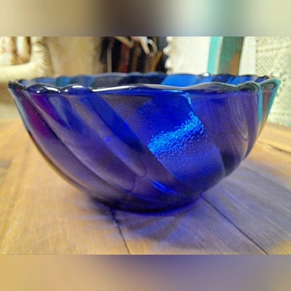 Set Of 4 Duralex Cobalt Blue Swirl 5.5